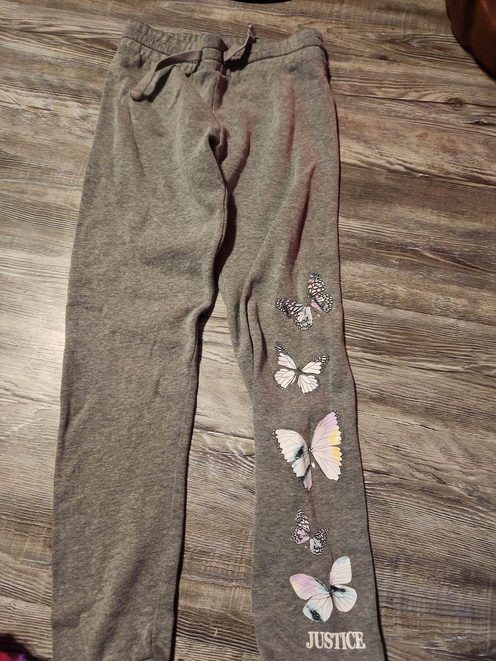 Justice Girls' Gray Butterfly Sweatpants